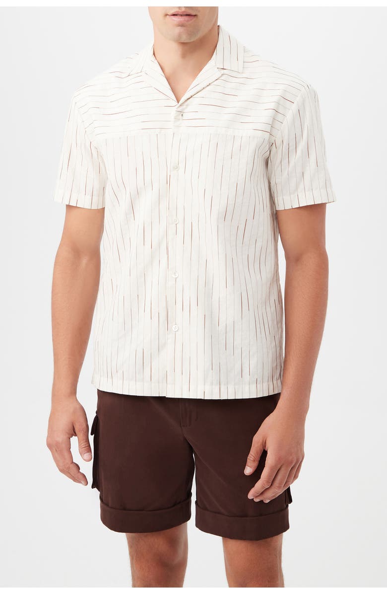 MR TURK Angelo Striped Short Sleeve Button-Up Shirt, Alternate, color, White/Camel