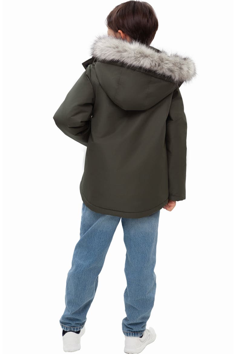 Kids' Parka Coat with Detachable Trim, Alternate, color, Olive
