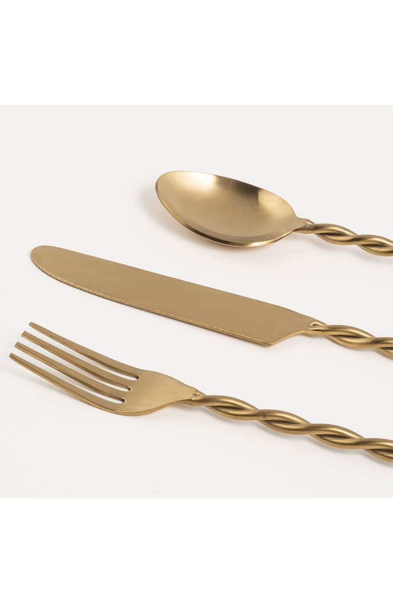 Zsa Zsa Zsu Rampur Set Of 3 Steel Cutlery Cheerland, Alternate, color, Gold