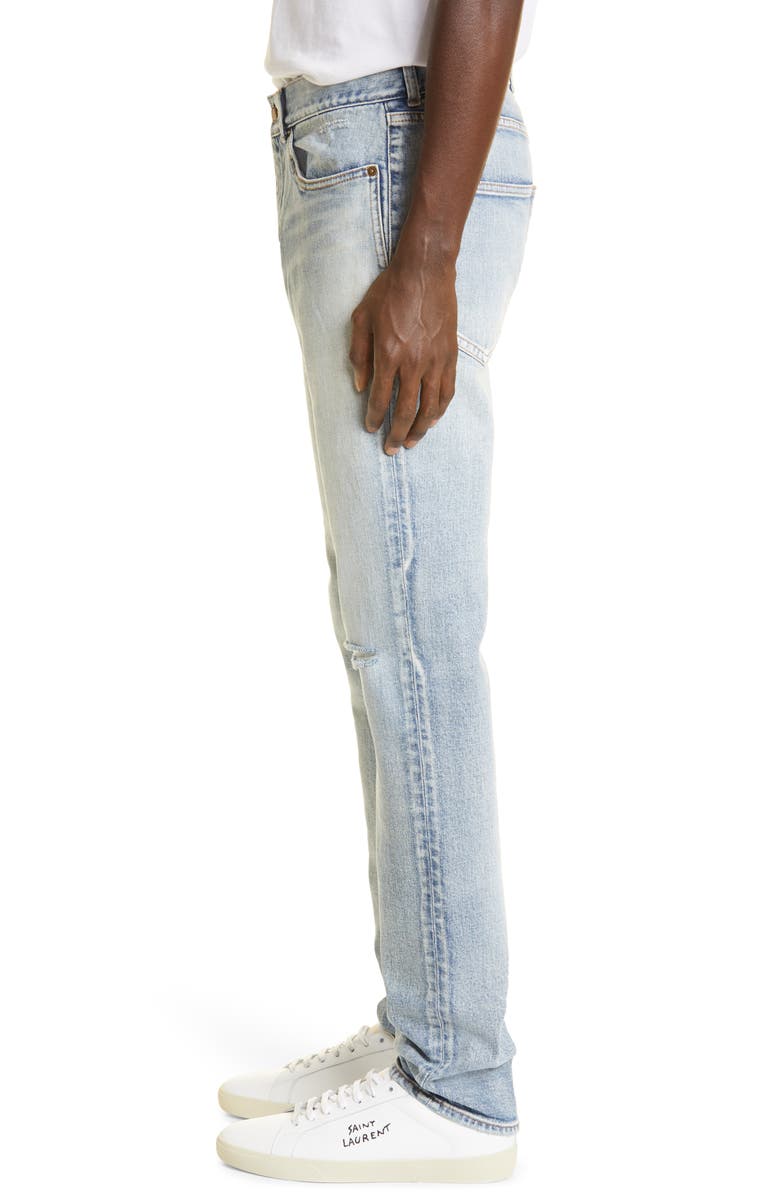 Saint Laurent Distressed Skinny Fit Jeans, Alternate, color, 
