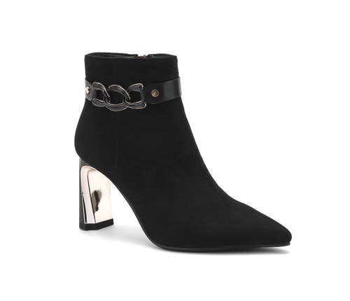 NINETY UNION Chain Ornament Metal Heel Bootie in Black  product