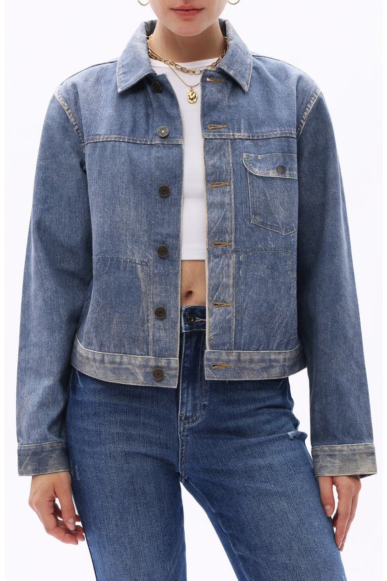 Denim Trucker Jacket, Main, color, MEDIUM BLUE