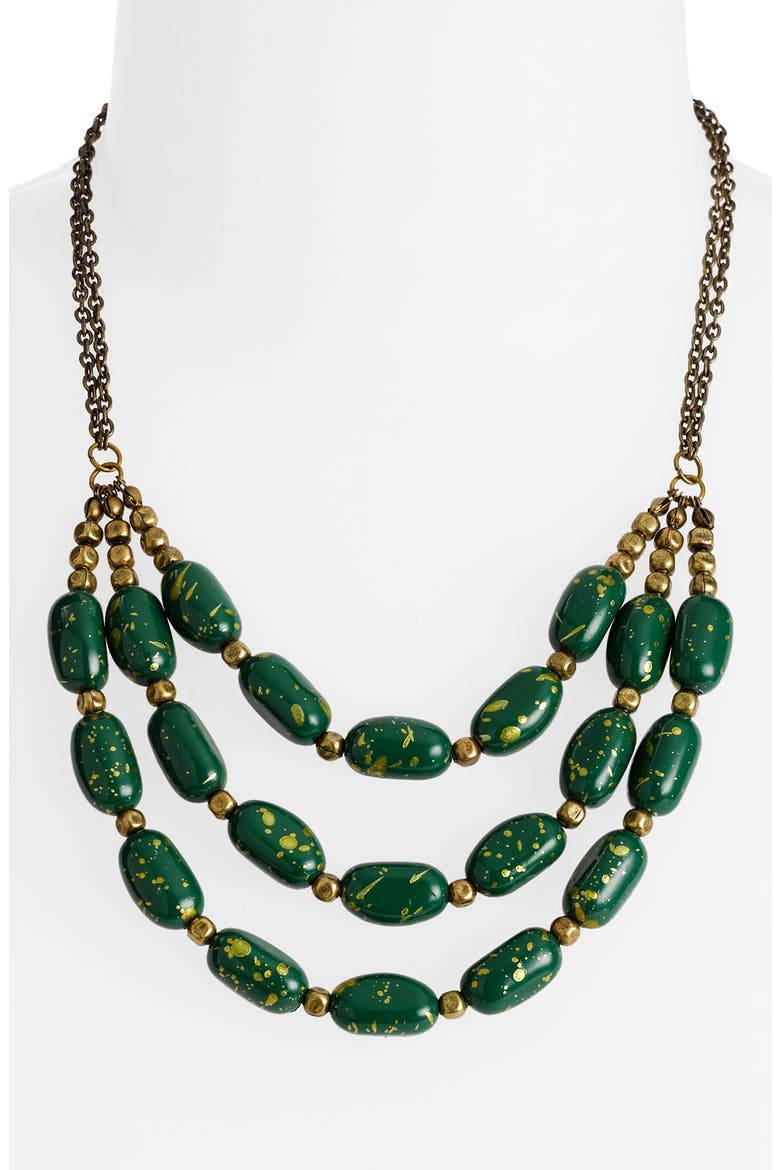 Triple Strand Bead Necklace, Main, color, GREEN