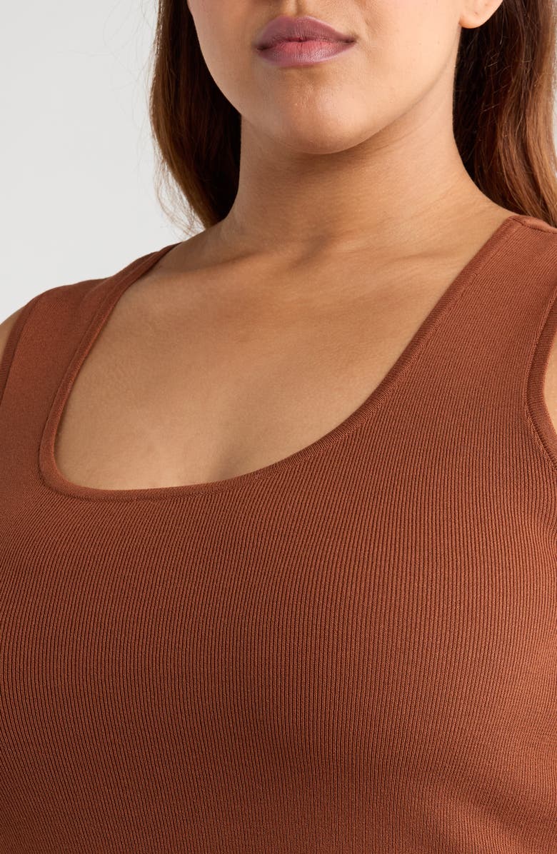 Tahari ASL Scoop Neck Sweater Tank, Alternate, color, Tawny