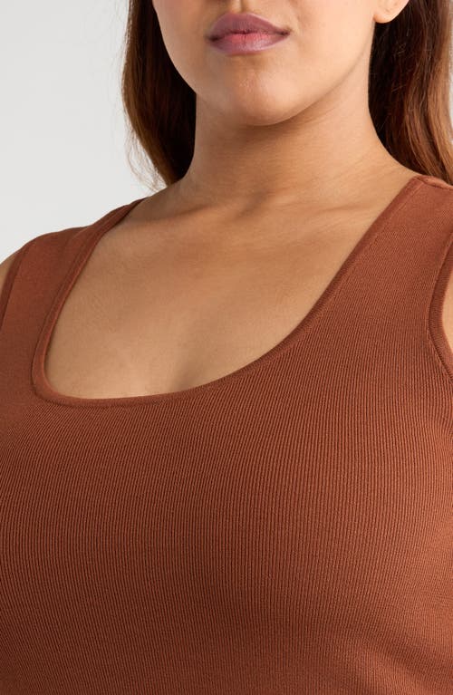 Tahari Asl Scoop Neck Sweater Tank In Brown