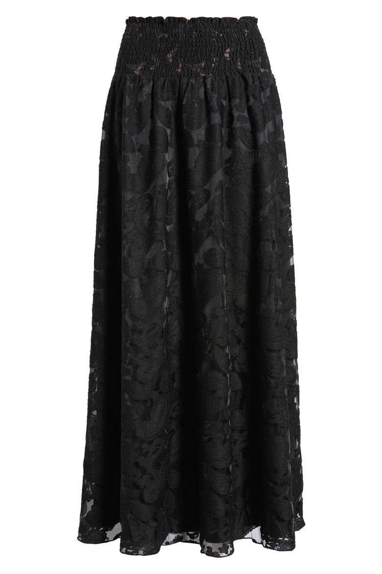 James Floral Lace Maxi Skirt, Alternate, color, BLACK