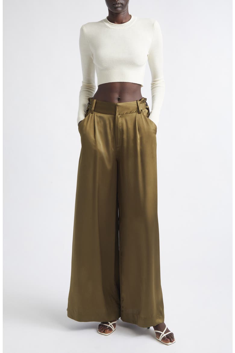 Liquid Silk Wide Leg Pants, Alternate, color, OLIVE
