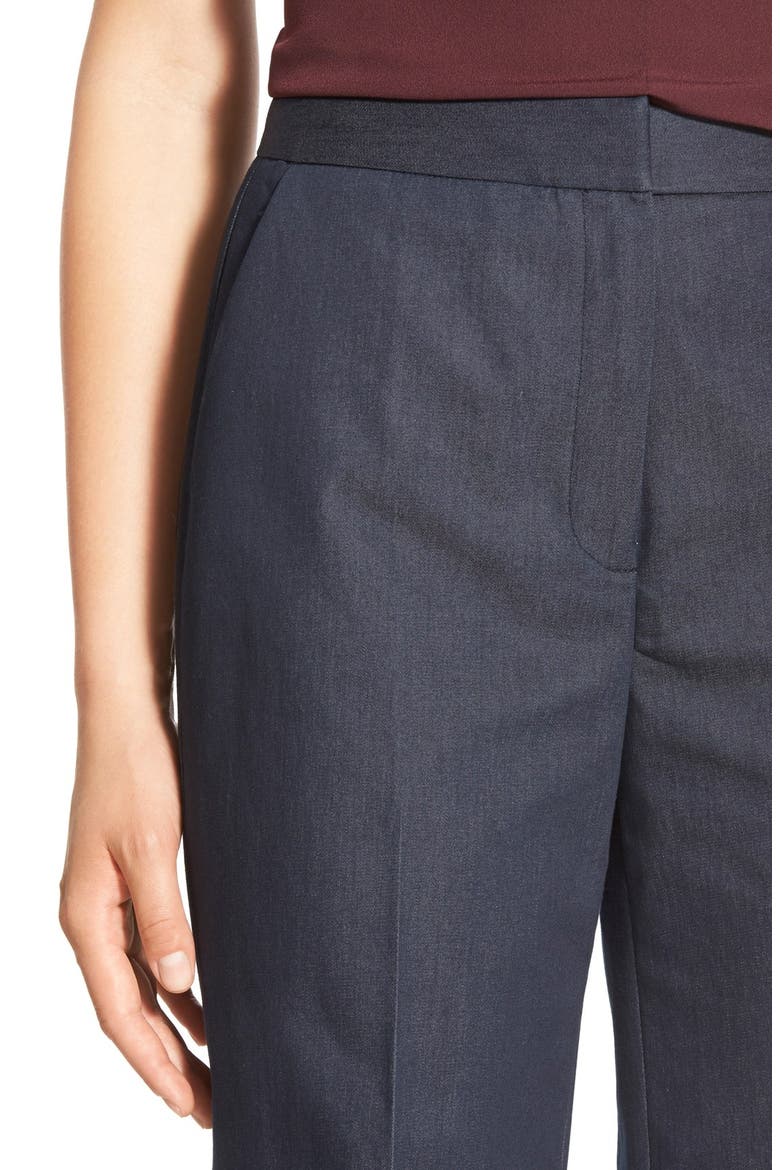 High Waist Denim Flare Leg Trousers, Alternate, color, DARK INDIGO