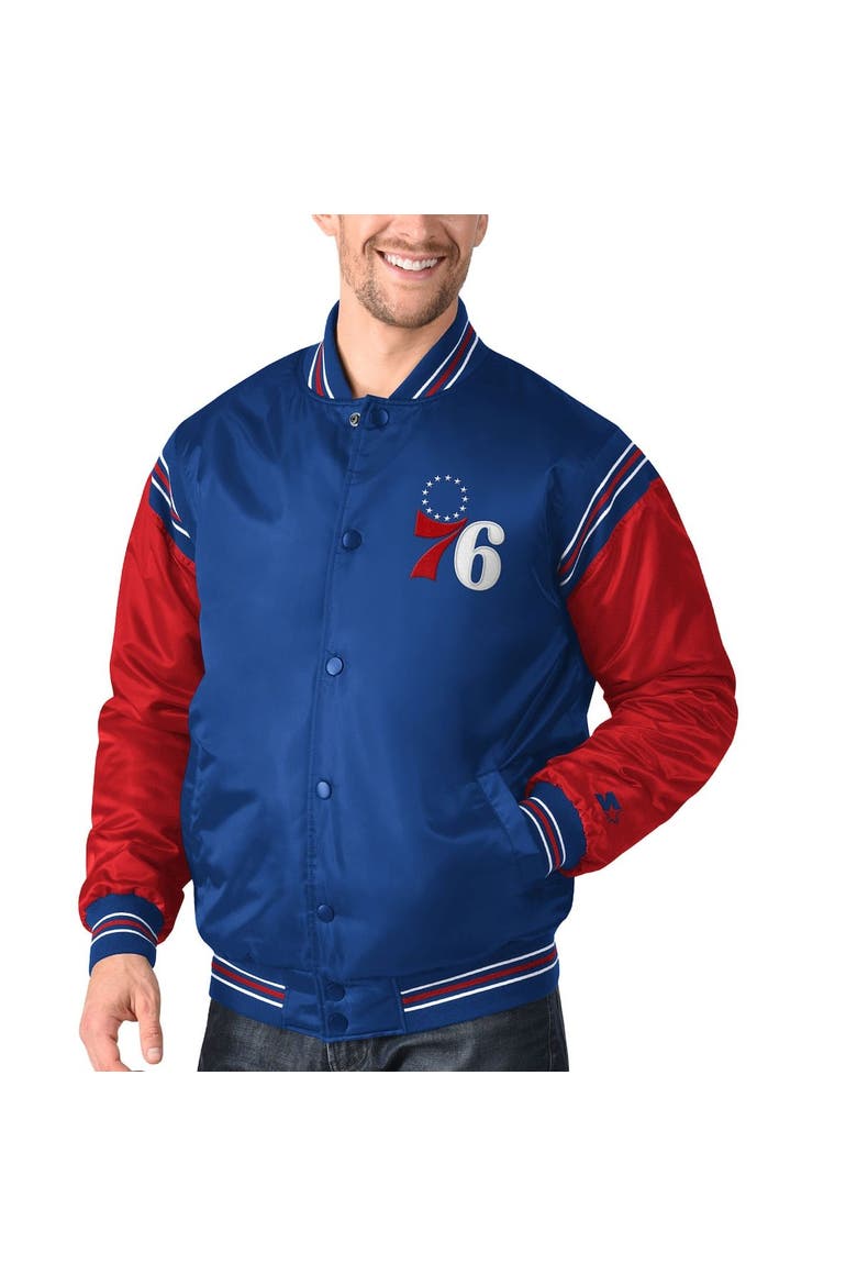 STARTER Men's Starter Royal/Red Philadelphia 76ers The Enforcer Varsity ...