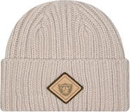 New Era Men's New Era Light Beige Las Vegas Raiders Logo Applique Cuffed Knit Hat