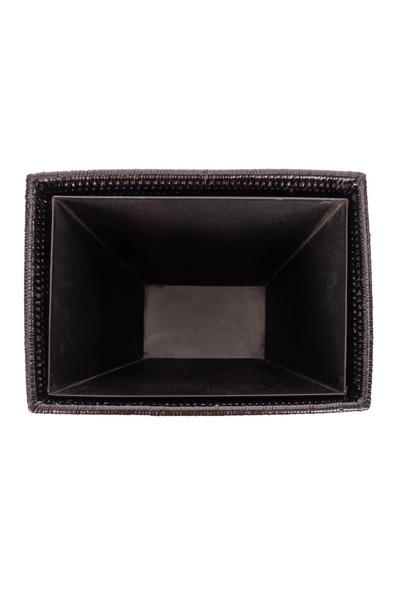 Artifacts Trading Company<sup>™</sup> Artifacts Rattan Rectangular Tapered Waste Basket with Metal Liner, Alternate, color, Tudor Black