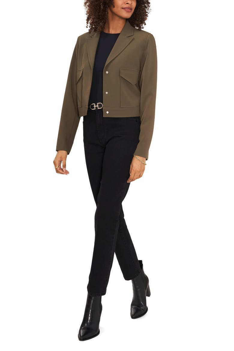 Notched Lapel Crop Blazer, Alternate, color, LIGHT OLIVE