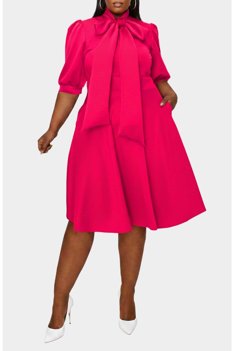 Carina Donna Fit & Flare Midi Dress, Alternate, color, FUCHSIA