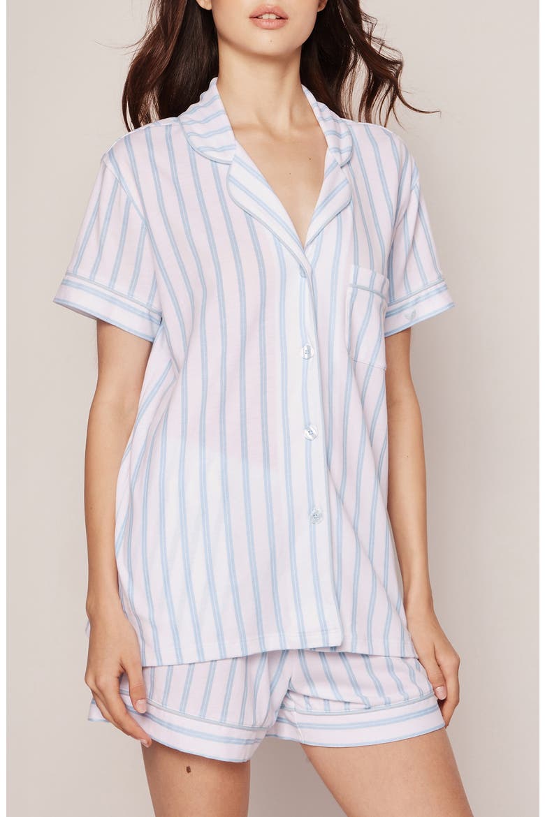 Stripe Classic Pima Cotton Short Sleeve Short Pajamas, Main, color, WHITE