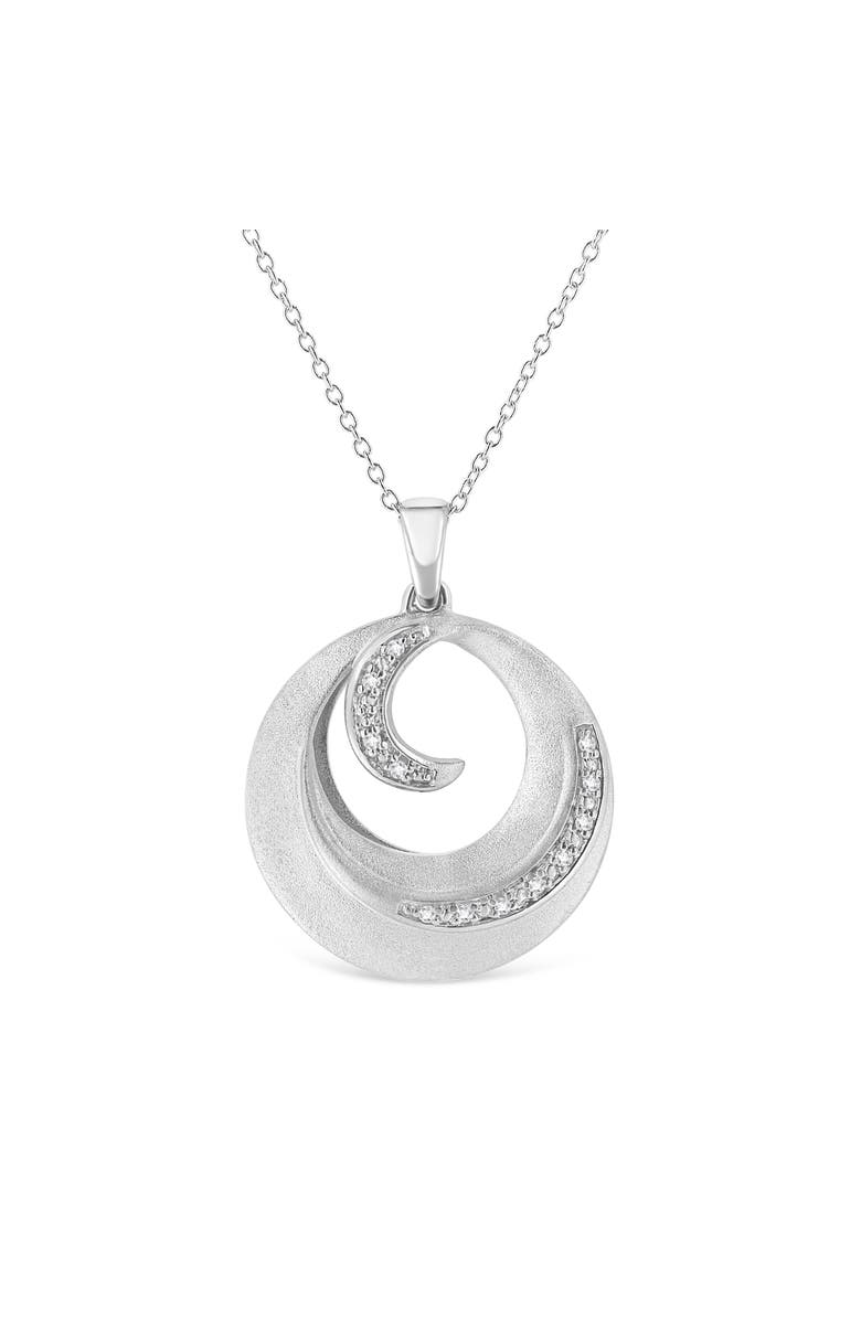 Haus of Brilliance .925 Sterling Silver Pave-Set Diamond Accent Fashion Circle Pendant Necklace, Main, color, White