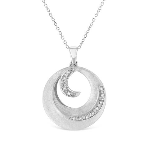 .925 Sterling Silver Pave-Set Diamond Accent Fashion Circle Pendant Necklace