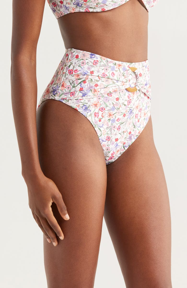 Hutch O-Ring High Waist Bikini Bottoms, Alternate, color, White Garden
