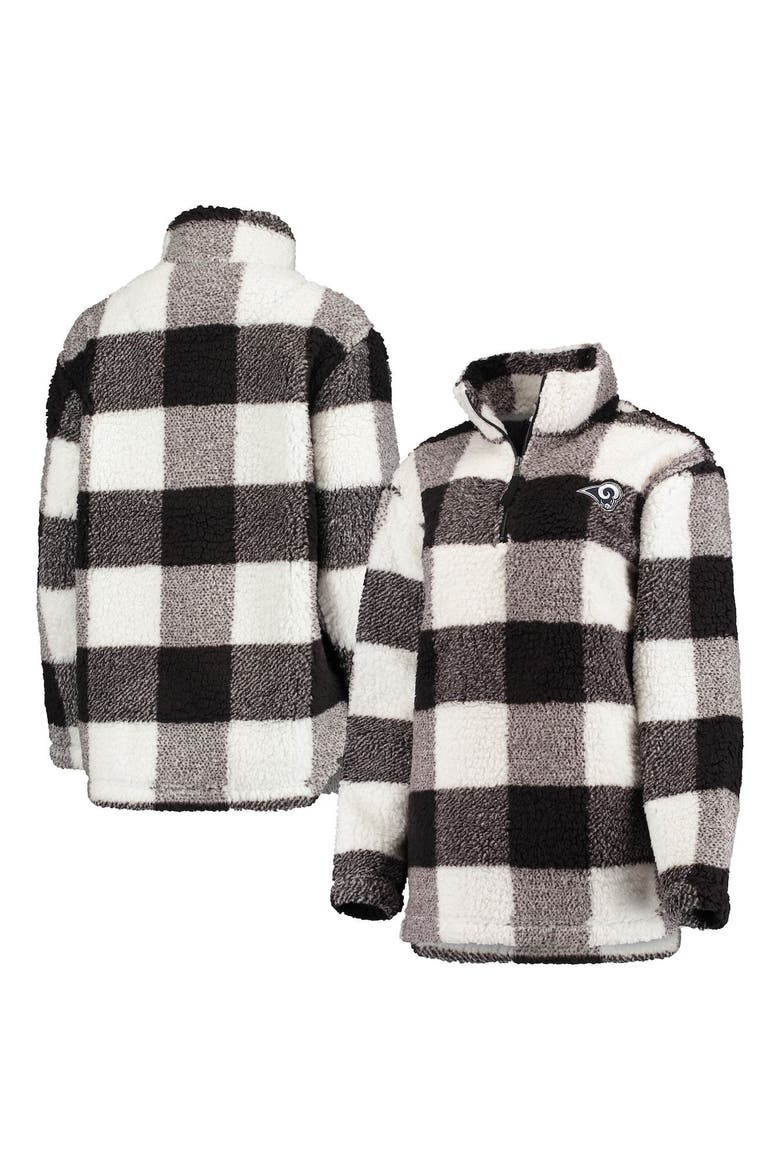 Women's G-III 4Her by Carl Banks Black Los Angeles Rams Sherpa Plaid Quarter-Zip Jacket, Main, color, Black
