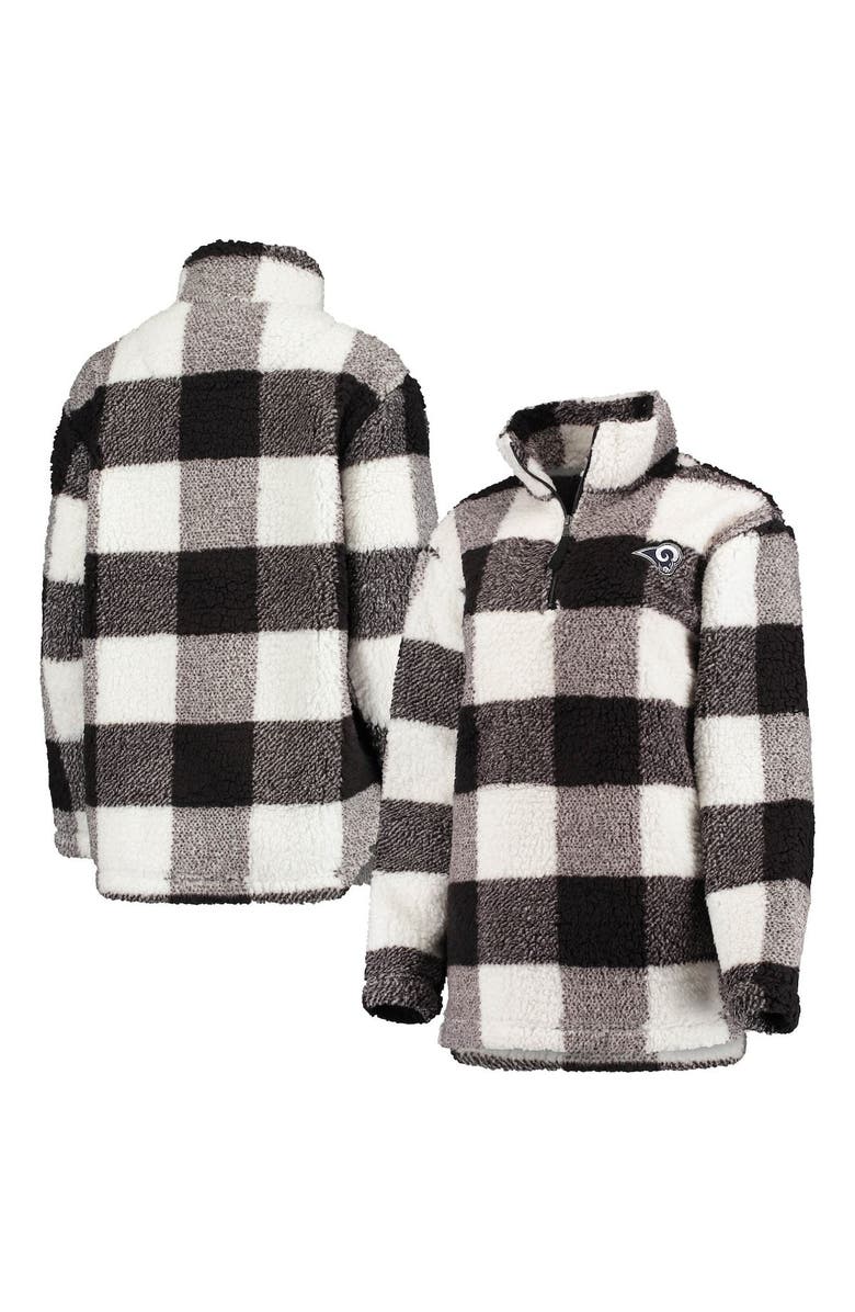 G-III 4HER BY CARL BANKS Women's G-III 4Her by Carl Banks Black Los Angeles Rams Sherpa Plaid Quarter-Zip Jacket, Main, color, 