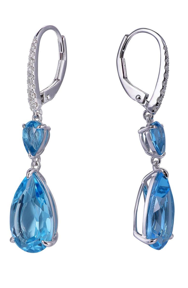 Kahn High Jewelry Swiss Blue Topaz Earrings with Diamonds, Alternate, color, Swiss Blue