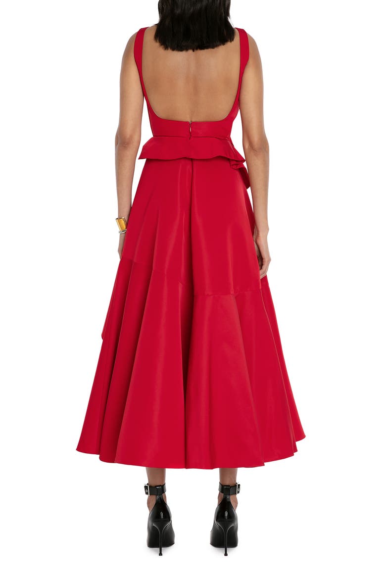 Hook Detail Asymmetric Drape Faille Dress, Alternate, color, WELSH RED