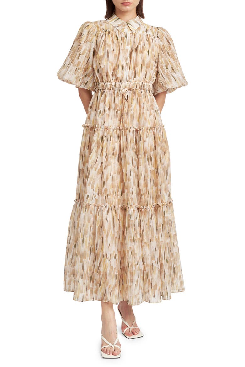 Billie Tiered Dress, Main, color, TAUPE MULTI