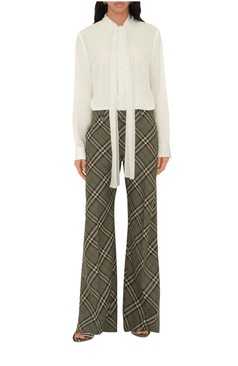 Burberry Check Wool Tailored Trousers, Main, color, Crater