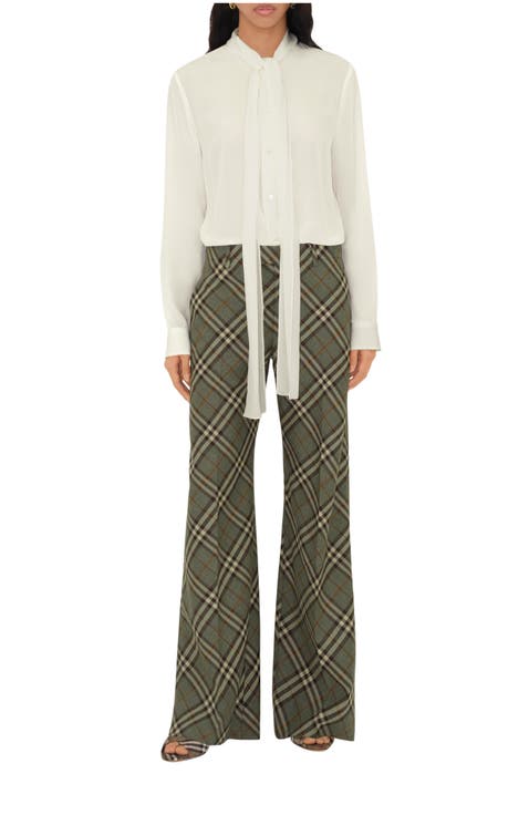Check Wool Tailored Trousers