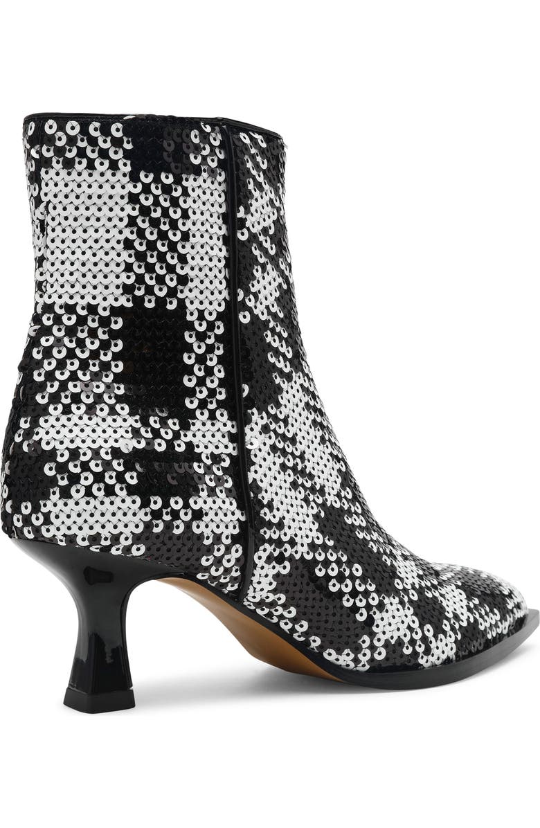 Betsey Johnson Louisa Pointed Toe Bootie, Alternate, color, Black/ White Plaid