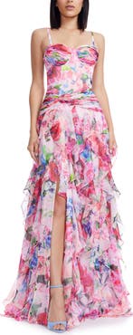 Dress the Population Lux Ruffle Evening Gown