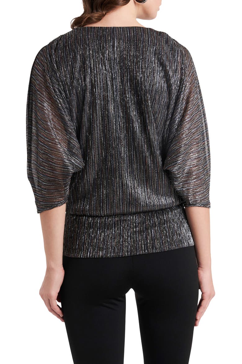 V-Neck Cold Shoulder Top, Alternate, color, BLACK/GOLD