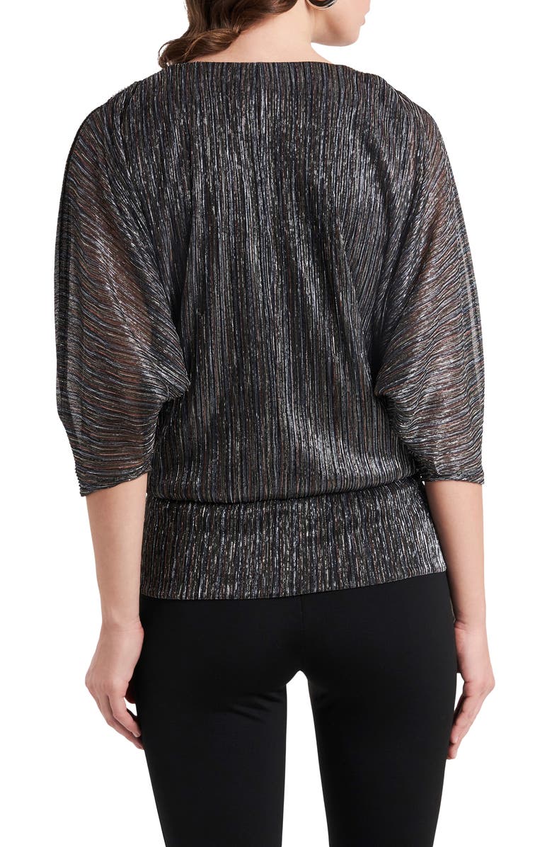 Chaus V-Neck Cold Shoulder Top, Alternate, color, Black/Gold