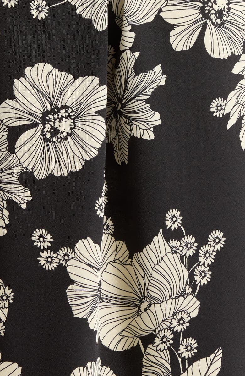 MELLODAY Floral Tie Belt Long Sleeve Dress, Alternate, color, Black Flower Multi