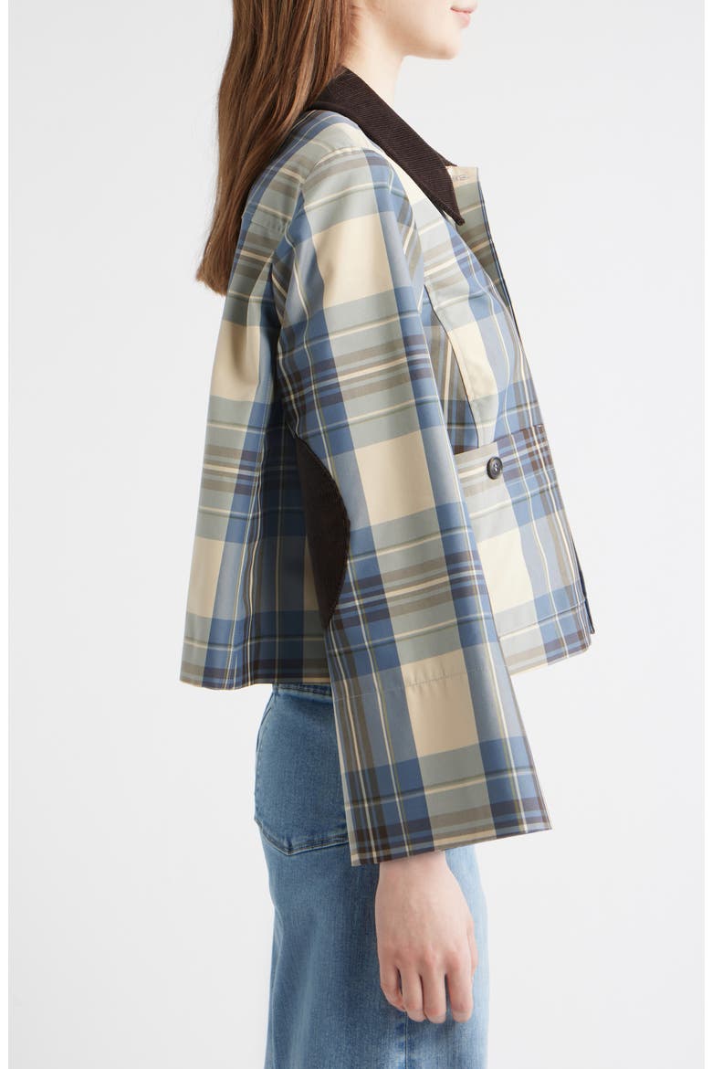 The Short Plaid Cotton Blend Mac Coat, Alternate, color, NAVY CHECK