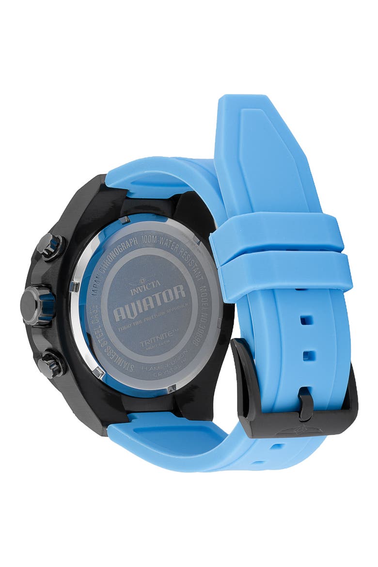 Aviator Quartz Silicone Strap Watch, 50mm, Alternate, color, BLACK/ BLUE