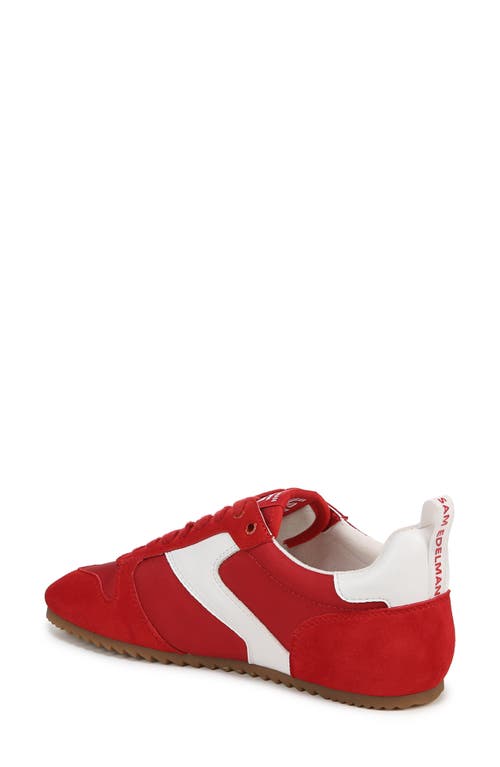 Sam Edelman Zaria Lace Up Sneaker Red Suede In Red/white