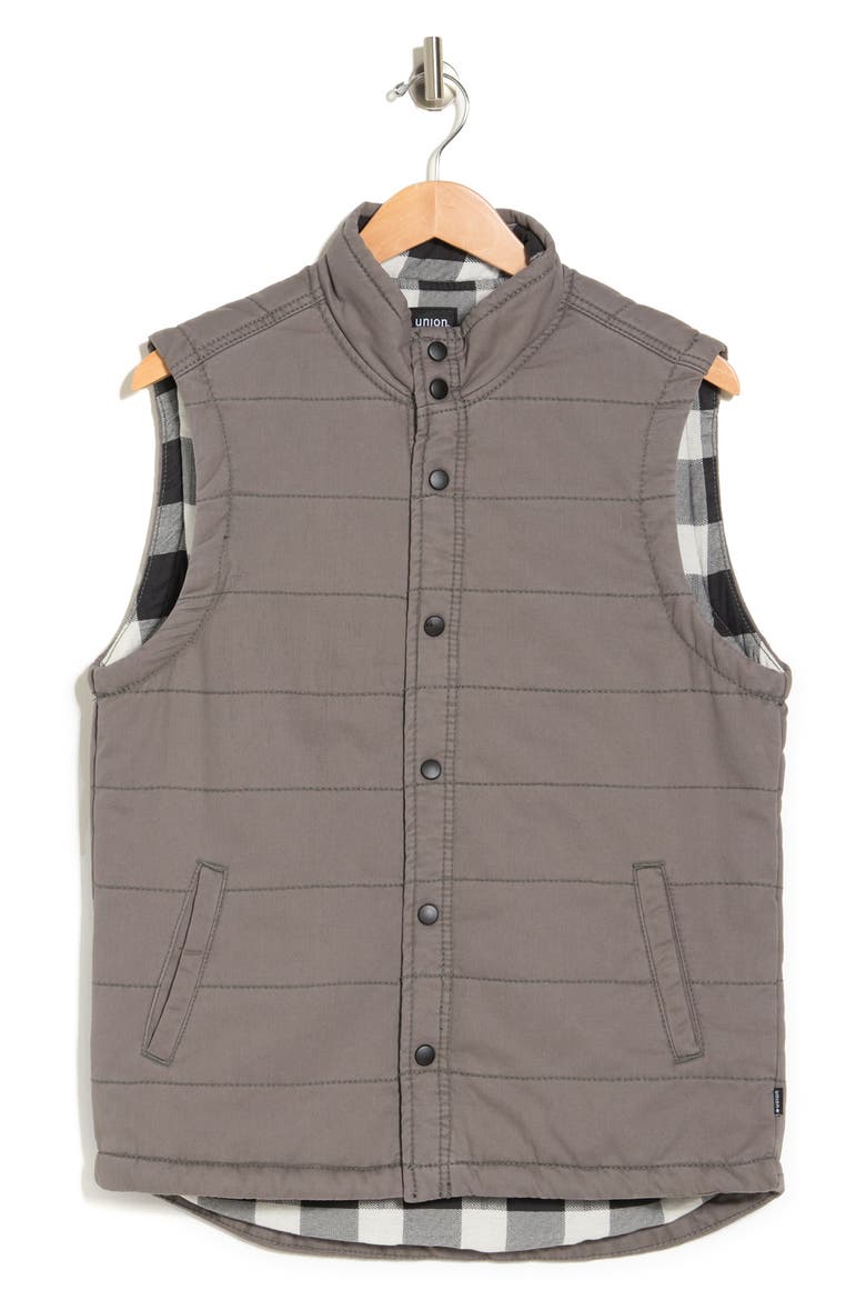 Quilted Vintage Twill Vest, Alternate, color, GREY GOOSE