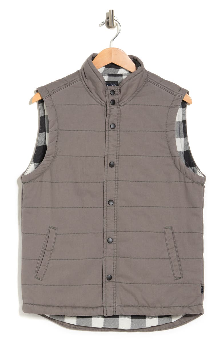 Union Quilted Vintage Twill Vest, Alternate, color, Grey Goose