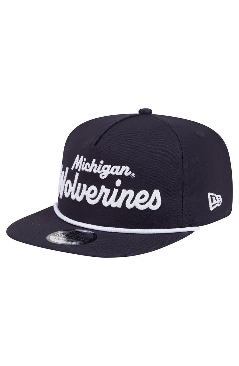 New Era Men's New Era Navy Michigan Wolverines Adventure Team Text Golfer Snapback Hat, Alternate, color, 
