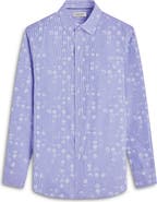 Bugatchi Karl Stripe & Dot Print Cotton Button-Up Shirt