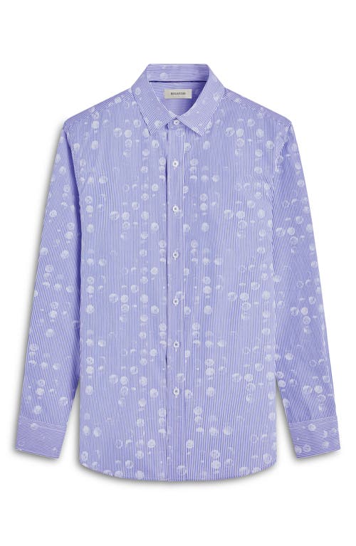 Bugatchi Karl Stripe & Dot Print Cotton Button-up Shirt In Classic Blue