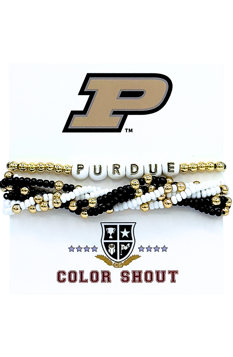 Color Shout Purdue Lucky 7 Bracelet Set, Main, color, Yellow Gold