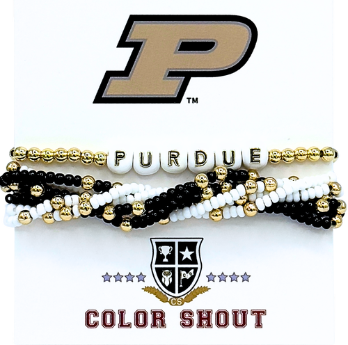 Color Shout Purdue Lucky 7 Bracelet Set In Gold