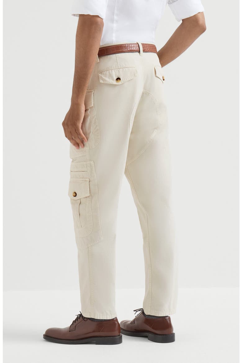 Peached cotton gabardine explorer trousers, Alternate, color, Snow