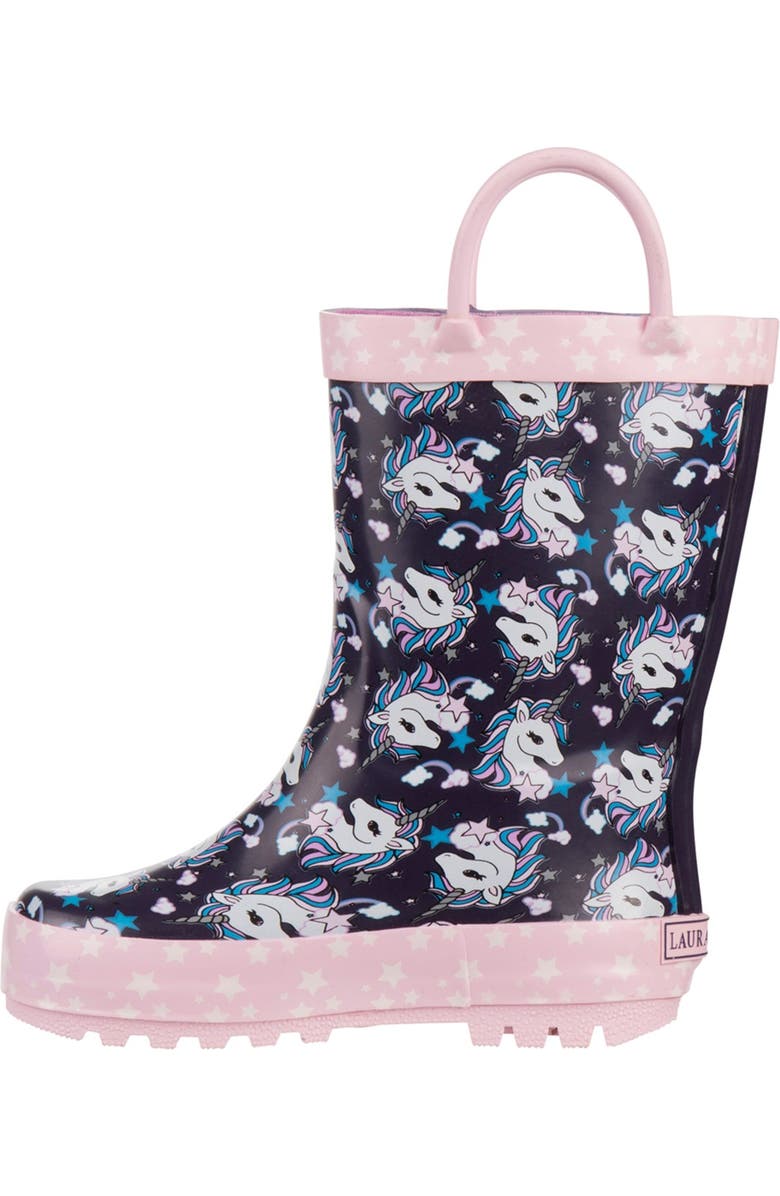 Laura Ashley Unicorn Print Rain Boot, Alternate, color,