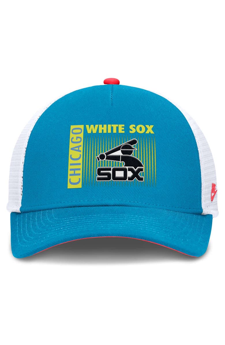 Nike Men's Nike Teal Chicago White Sox Neon 90s Rise Structured Performance Adjustable Trucker Hat, Alternate, color, Teal
