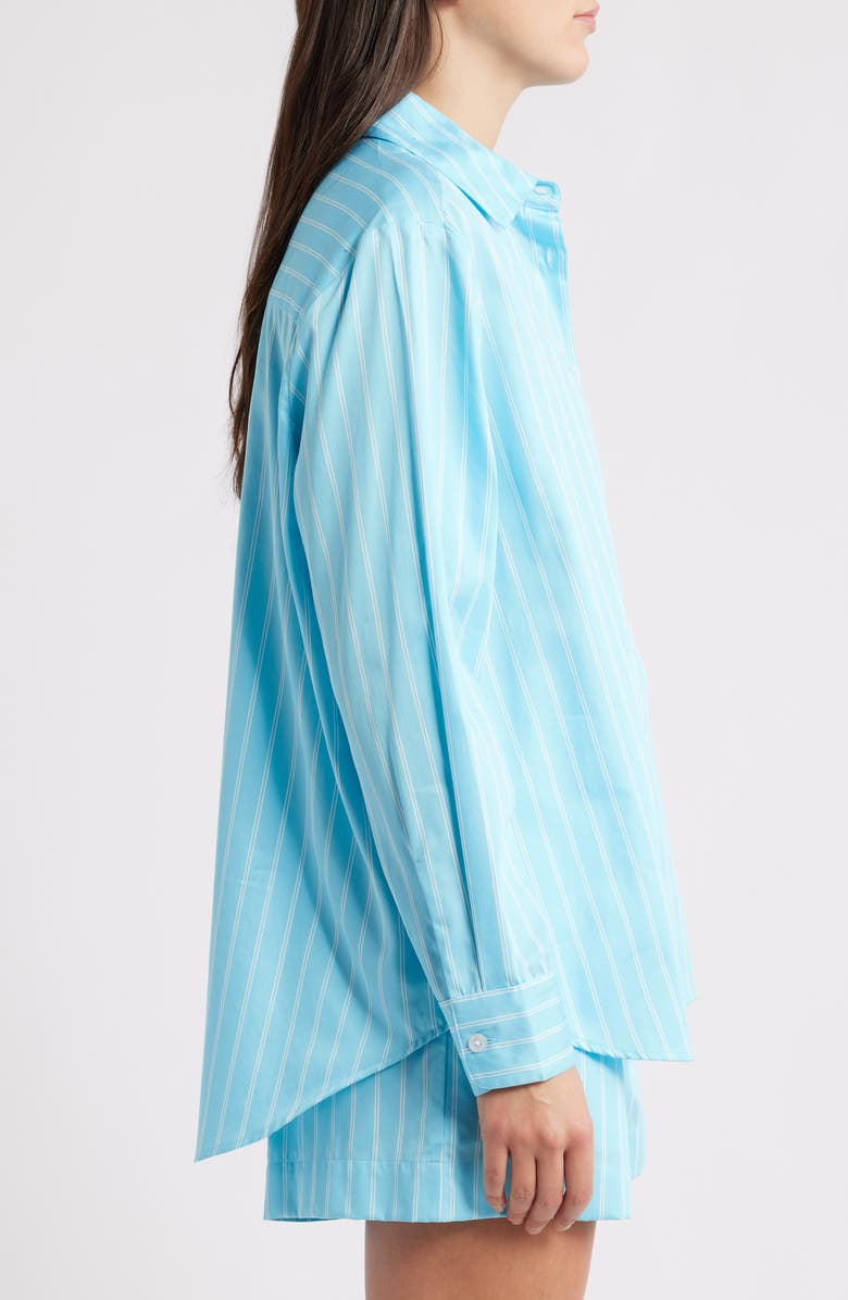 French Connection Alexis Stripe Poplin Shirt, Alternate, color, 40-Blue Lagoon