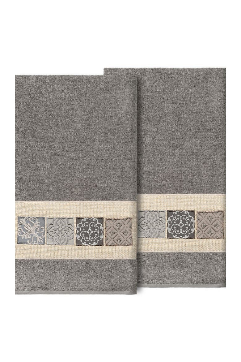 Vivian Embellished Bath Towel - Set of 2 - Dark Gray, Alternate, color, DARK GRAY