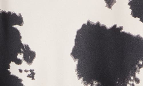 Renee C Cow Print Satin Maxi Skirt In Black