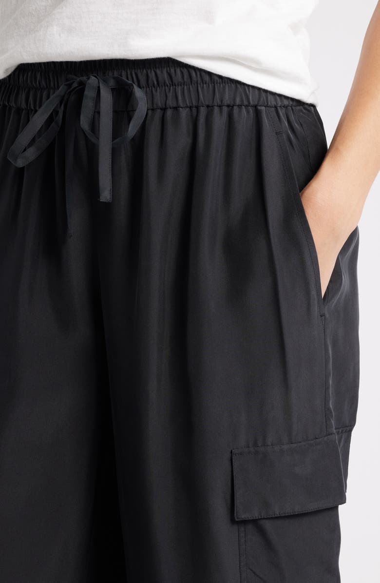 Eileen Fisher Cargo Silk Straight Leg Drawstring Pants, Alternate, color, 